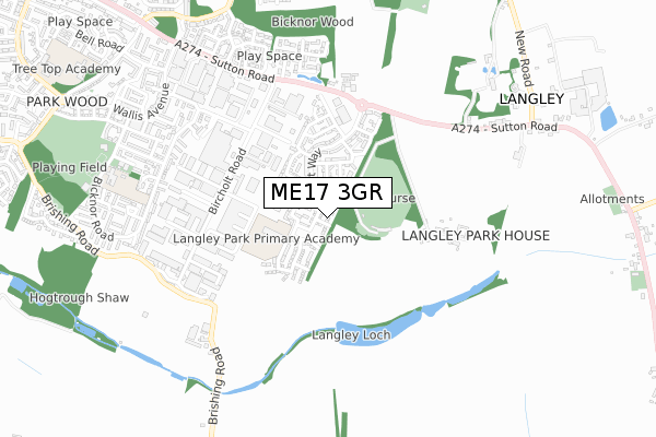 ME17 3GR map - small scale - OS Open Zoomstack (Ordnance Survey)
