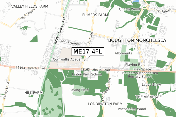 ME17 4FL map - small scale - OS Open Zoomstack (Ordnance Survey)