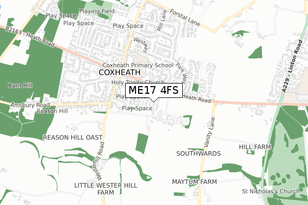 ME17 4FS map - small scale - OS Open Zoomstack (Ordnance Survey)