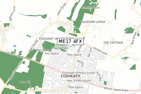 ME17 4FX map - small scale - OS Open Zoomstack (Ordnance Survey)