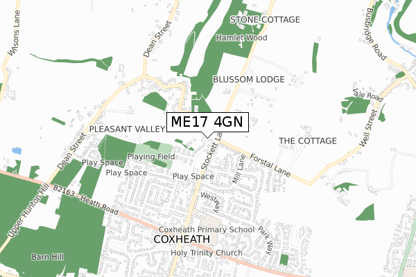 ME17 4GN map - small scale - OS Open Zoomstack (Ordnance Survey)