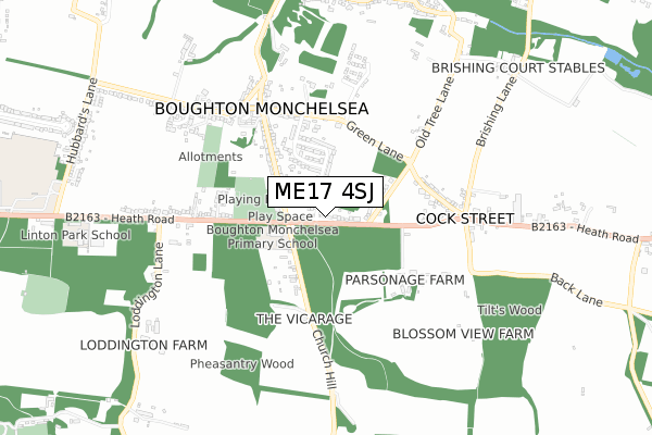 ME17 4SJ map - small scale - OS Open Zoomstack (Ordnance Survey)