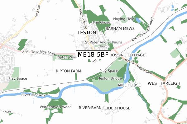 ME18 5BF map - small scale - OS Open Zoomstack (Ordnance Survey)