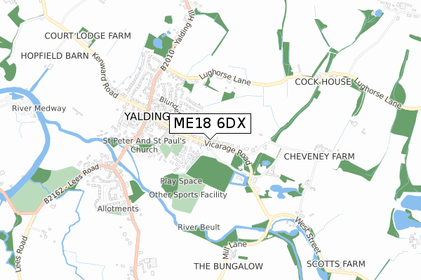 ME18 6DX map - small scale - OS Open Zoomstack (Ordnance Survey)