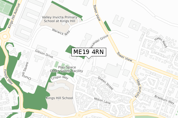 ME19 4RN map - large scale - OS Open Zoomstack (Ordnance Survey)