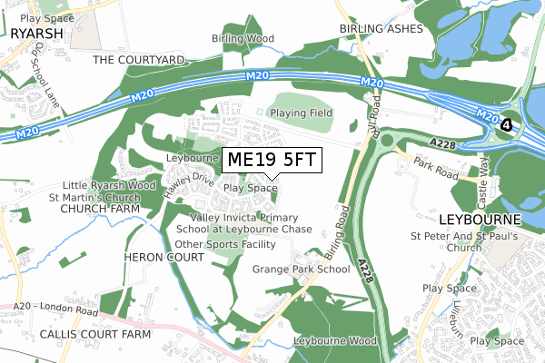 ME19 5FT map - small scale - OS Open Zoomstack (Ordnance Survey)