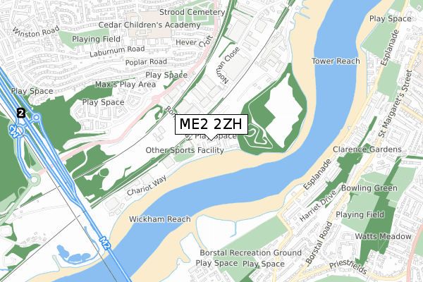 ME2 2ZH map - small scale - OS Open Zoomstack (Ordnance Survey)