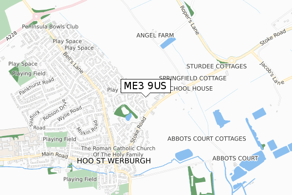 ME3 9US map - small scale - OS Open Zoomstack (Ordnance Survey)