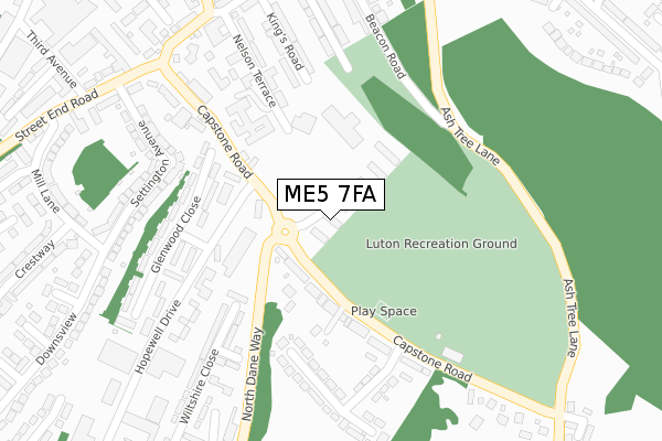 ME5 7FA map - large scale - OS Open Zoomstack (Ordnance Survey)