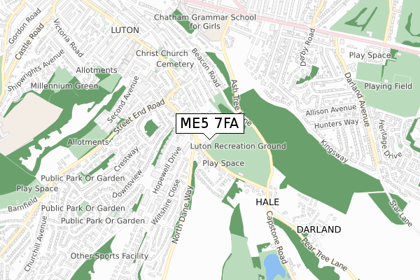 ME5 7FA map - small scale - OS Open Zoomstack (Ordnance Survey)