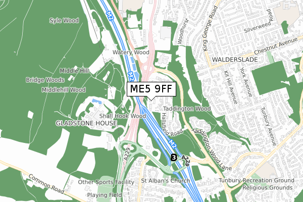 ME5 9FF map - small scale - OS Open Zoomstack (Ordnance Survey)