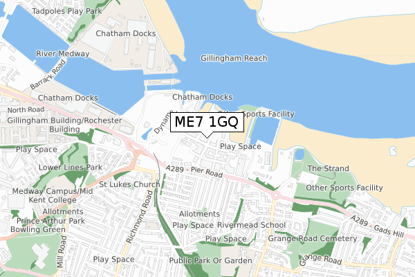 ME7 1GQ map - small scale - OS Open Zoomstack (Ordnance Survey)