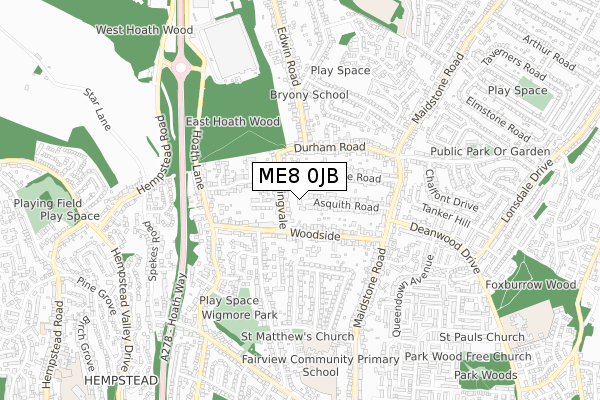 ME8 0JB map - small scale - OS Open Zoomstack (Ordnance Survey)