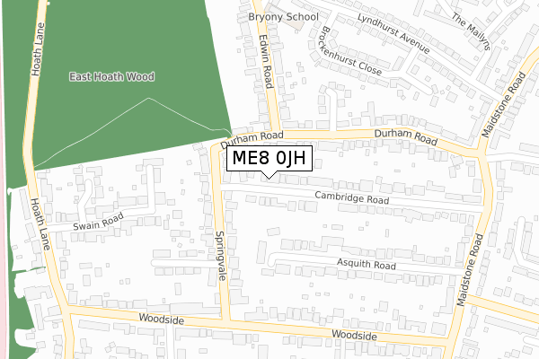 ME8 0JH map - large scale - OS Open Zoomstack (Ordnance Survey)