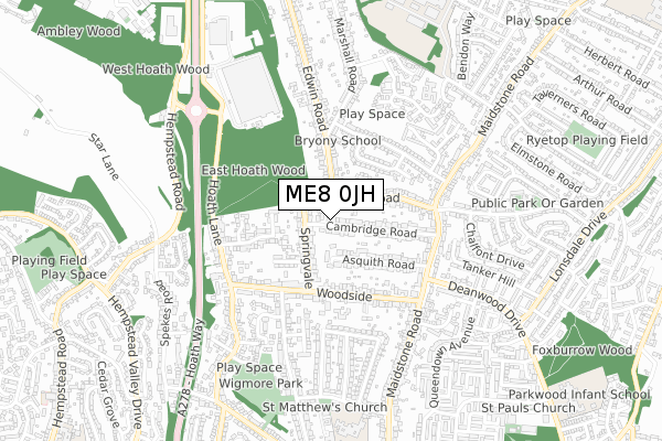 ME8 0JH map - small scale - OS Open Zoomstack (Ordnance Survey)