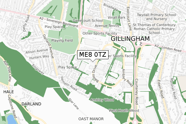 ME8 0TZ map - small scale - OS Open Zoomstack (Ordnance Survey)