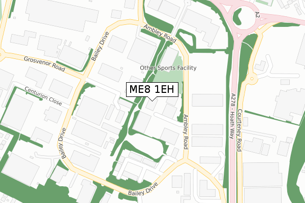 ME8 1EH map - large scale - OS Open Zoomstack (Ordnance Survey)