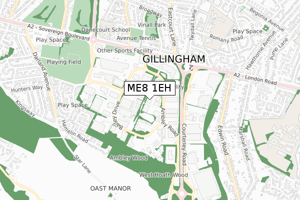 ME8 1EH map - small scale - OS Open Zoomstack (Ordnance Survey)