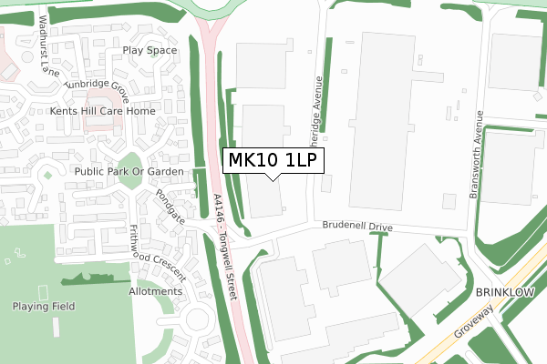 MK10 1LP map - large scale - OS Open Zoomstack (Ordnance Survey)