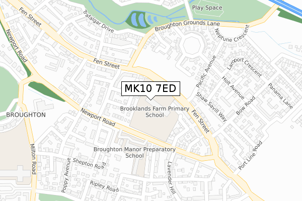 MK10 7ED map - large scale - OS Open Zoomstack (Ordnance Survey)