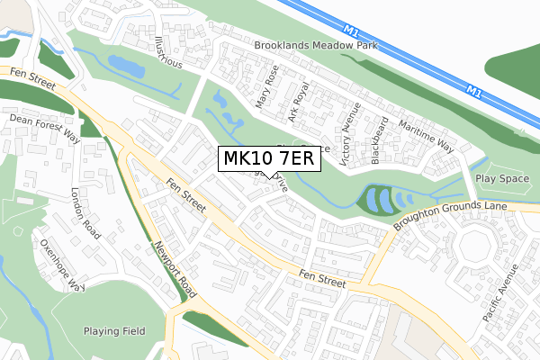 MK10 7ER map - large scale - OS Open Zoomstack (Ordnance Survey)