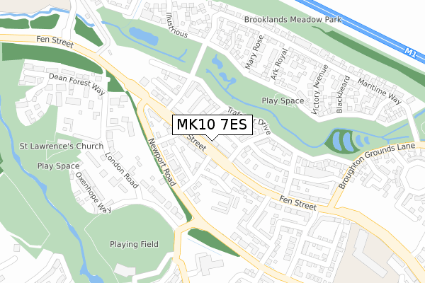 MK10 7ES map - large scale - OS Open Zoomstack (Ordnance Survey)