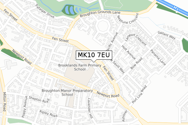 MK10 7EU map - large scale - OS Open Zoomstack (Ordnance Survey)