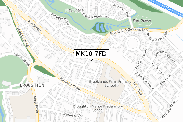 MK10 7FD map - large scale - OS Open Zoomstack (Ordnance Survey)