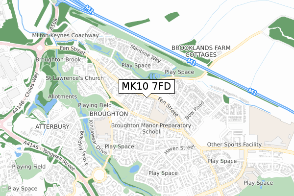 MK10 7FD map - small scale - OS Open Zoomstack (Ordnance Survey)