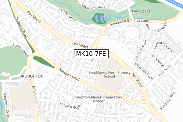 MK10 7FE map - large scale - OS Open Zoomstack (Ordnance Survey)