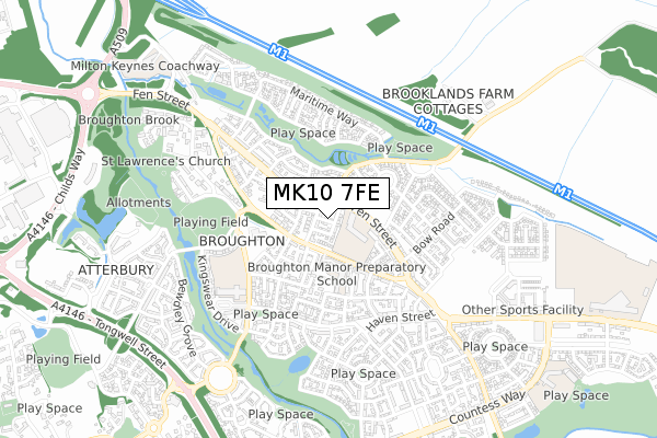 MK10 7FE map - small scale - OS Open Zoomstack (Ordnance Survey)