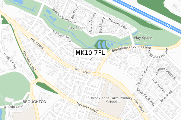 MK10 7FL map - large scale - OS Open Zoomstack (Ordnance Survey)