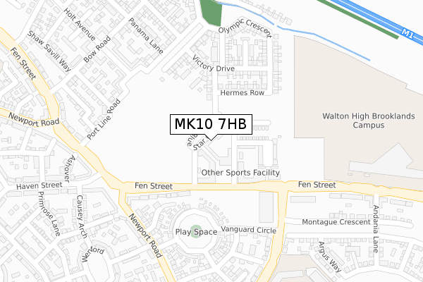 MK10 7HB map - large scale - OS Open Zoomstack (Ordnance Survey)