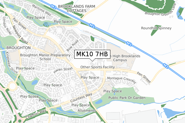 MK10 7HB map - small scale - OS Open Zoomstack (Ordnance Survey)