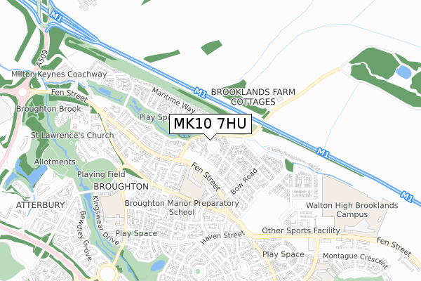 MK10 7HU map - small scale - OS Open Zoomstack (Ordnance Survey)