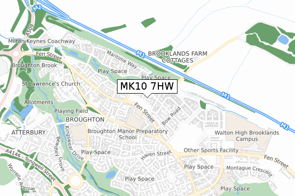 MK10 7HW map - small scale - OS Open Zoomstack (Ordnance Survey)