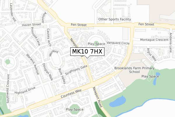 MK10 7HX map - large scale - OS Open Zoomstack (Ordnance Survey)