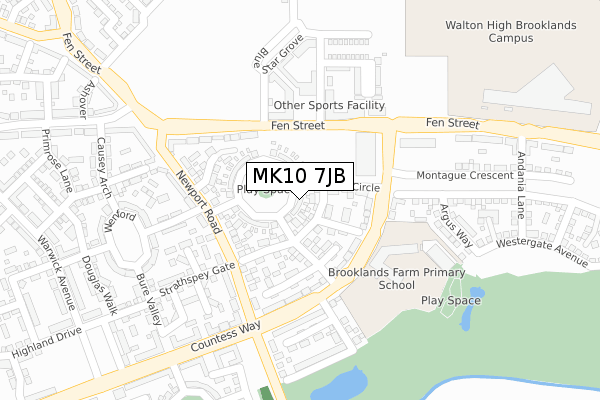 MK10 7JB map - large scale - OS Open Zoomstack (Ordnance Survey)