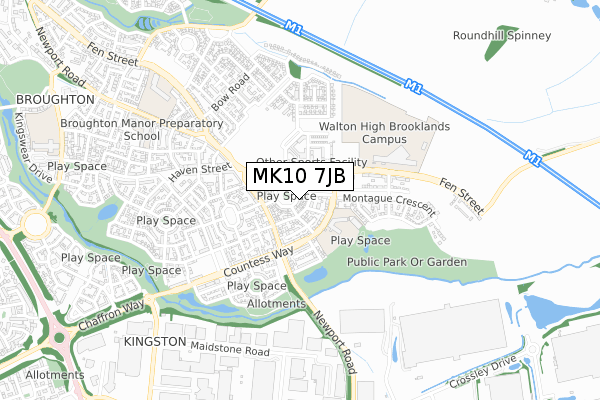 MK10 7JB map - small scale - OS Open Zoomstack (Ordnance Survey)