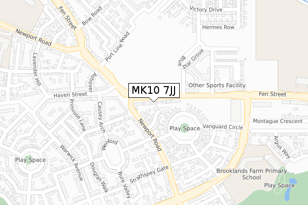 MK10 7JJ map - large scale - OS Open Zoomstack (Ordnance Survey)