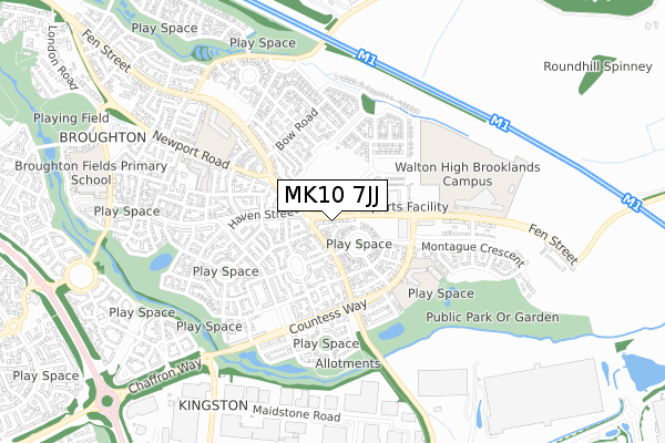 MK10 7JJ map - small scale - OS Open Zoomstack (Ordnance Survey)