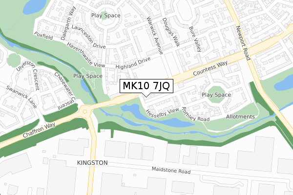 MK10 7JQ map - large scale - OS Open Zoomstack (Ordnance Survey)