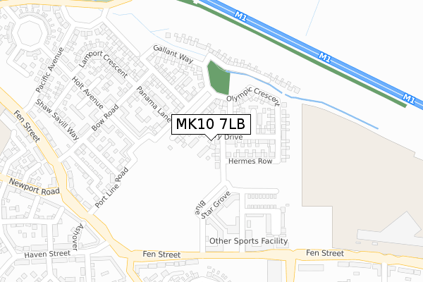 MK10 7LB map - large scale - OS Open Zoomstack (Ordnance Survey)