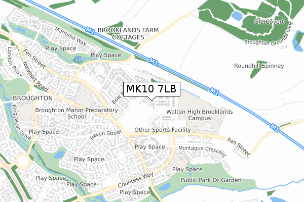 MK10 7LB map - small scale - OS Open Zoomstack (Ordnance Survey)