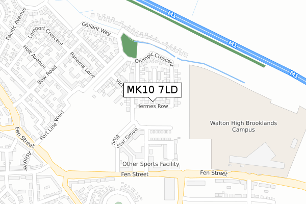 MK10 7LD map - large scale - OS Open Zoomstack (Ordnance Survey)