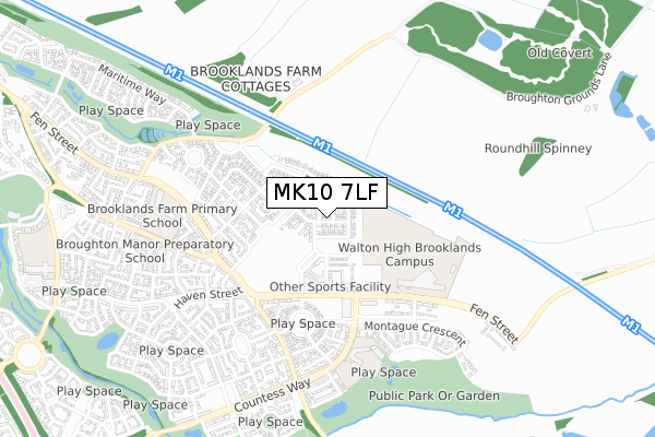 MK10 7LF map - small scale - OS Open Zoomstack (Ordnance Survey)