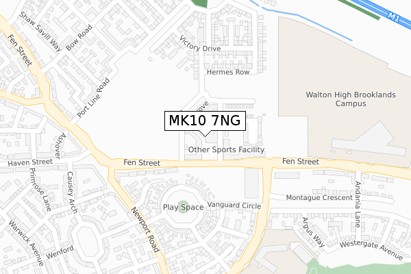 MK10 7NG map - large scale - OS Open Zoomstack (Ordnance Survey)