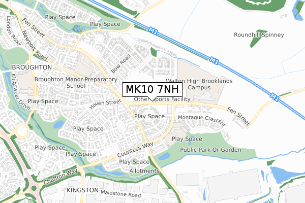 MK10 7NH map - small scale - OS Open Zoomstack (Ordnance Survey)