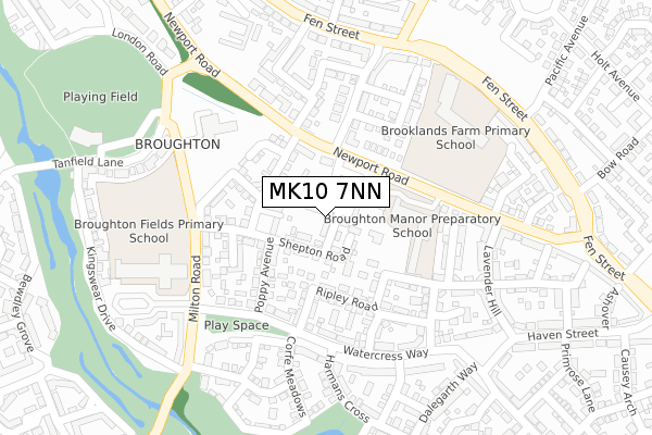 MK10 7NN map - large scale - OS Open Zoomstack (Ordnance Survey)