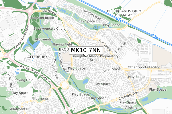 MK10 7NN map - small scale - OS Open Zoomstack (Ordnance Survey)